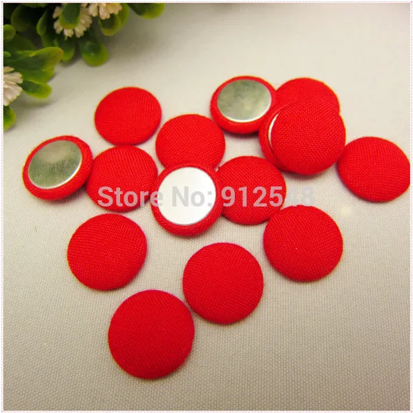 50 pcs 15mm Solid Fabric Covered flat back Buttons, Cloth Covered