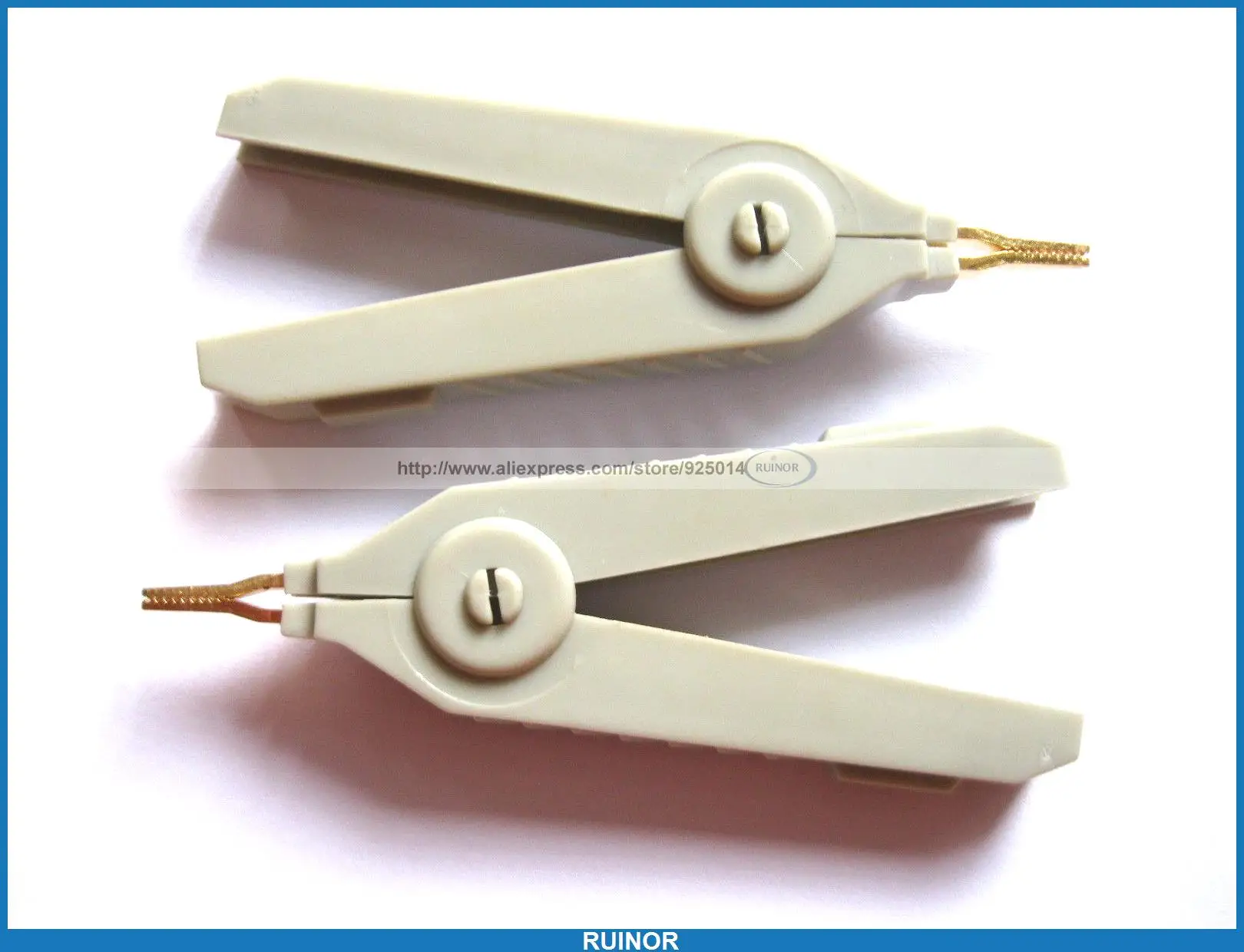 

2 Pcs Alligator Kelvin Clip Copper Gold Plated Grey