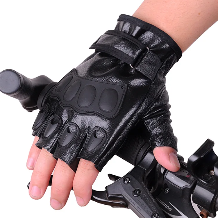 

Man Women Cycling Leather Fingerless Gloves Rubber Protective Soft Outdoor Half Finger Gloves Elastic Thin Summer Gloves