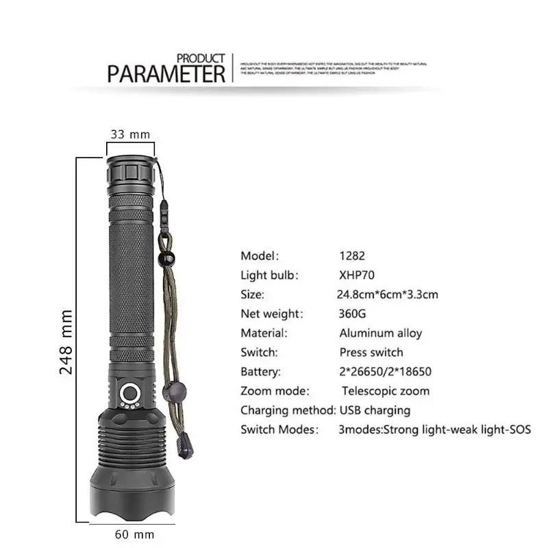 50000 люмен лампа xhp70.2 самый мощный фонарик usb Zoom СВЕТОДИОДНЫЙ Фонарь xhp70 xhp50 18650 или 26650 батарея Лучший Отдых на природе