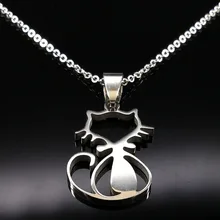 Новое милое ожерелье-чокер из нержавеющей стали с кошкой для женщин, серебряное ожерелье в виде животного, Женские Ювелирные изделия colgantes mujer moda N741