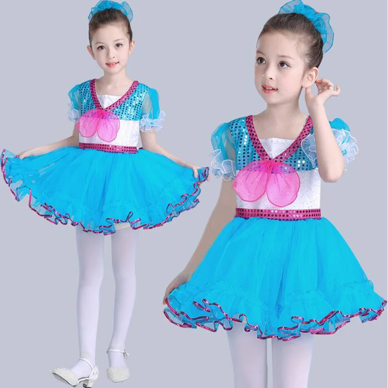 Современная блестками Дети Девушки Джаз платье для танцев бальный одежда для танцевальных выступлений платье-пачка наряды для девочек костюмы для сценических выступлений