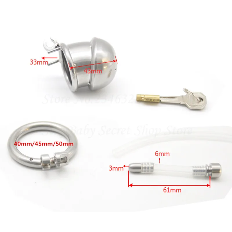 New 304 Stainless Steel Small Male Chastity Device With Urethral Catheter Cock Cage Penis Lock Fetish Bondage Sex Toys For Men