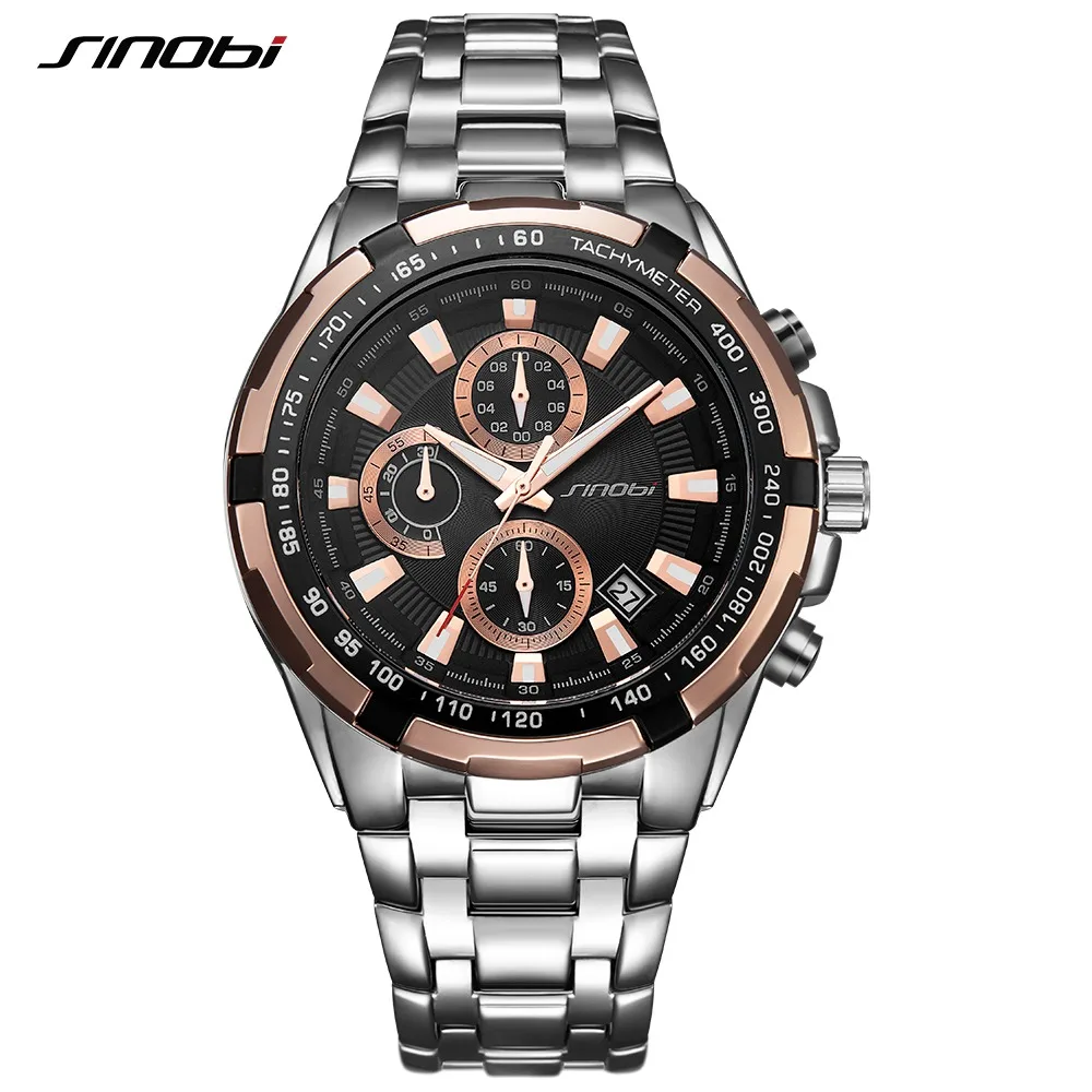 

Relogio Masculino SINOBI Chronograph Mens Watches Top Brand Luxury Fashion Business Quartz Watch Man Sport Waterproof Wristwatch