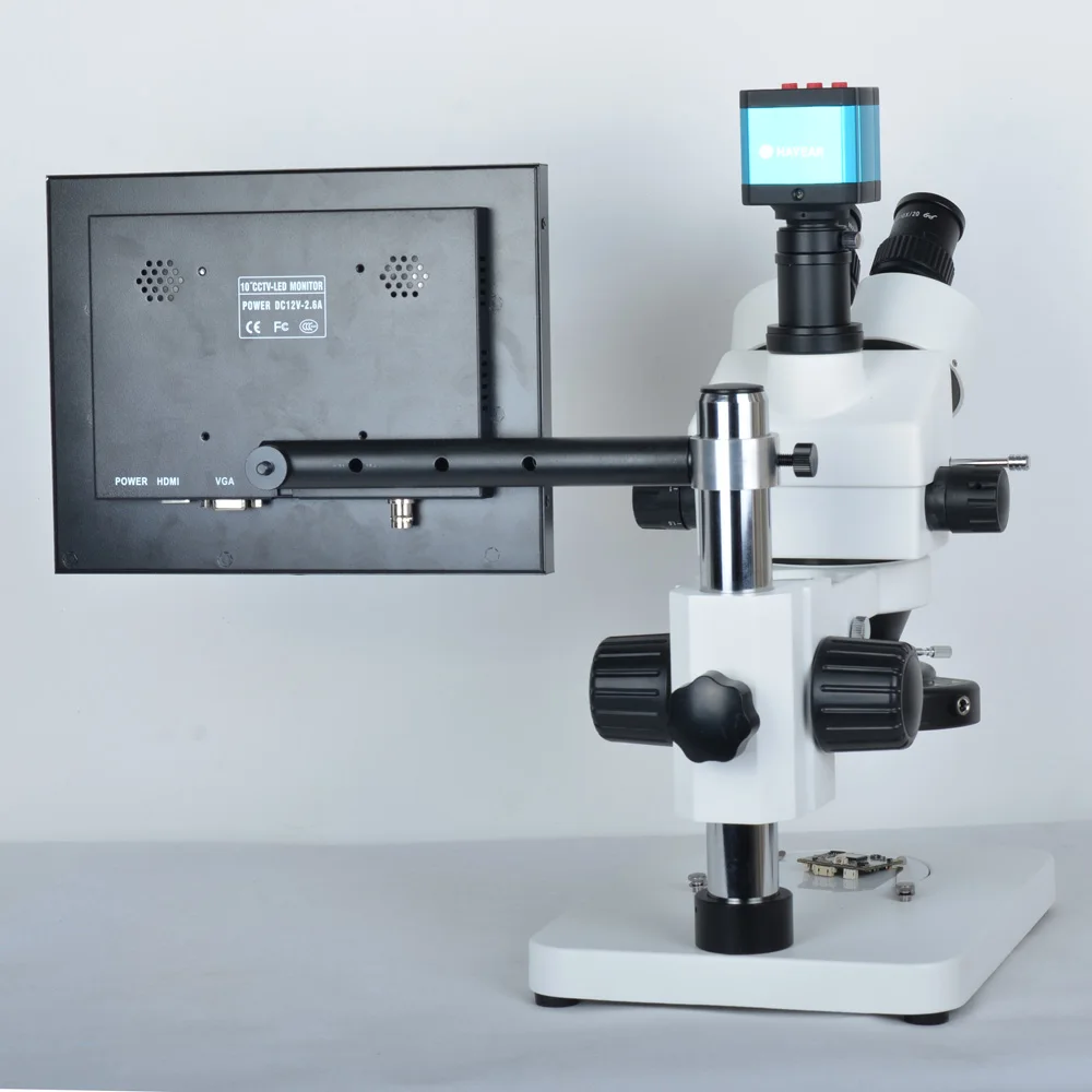  7X-45X Trinocular Microscope Inspection Zoom Stereo 14MP HDMI USB Calibrate Camera+144 LED Ring Lig