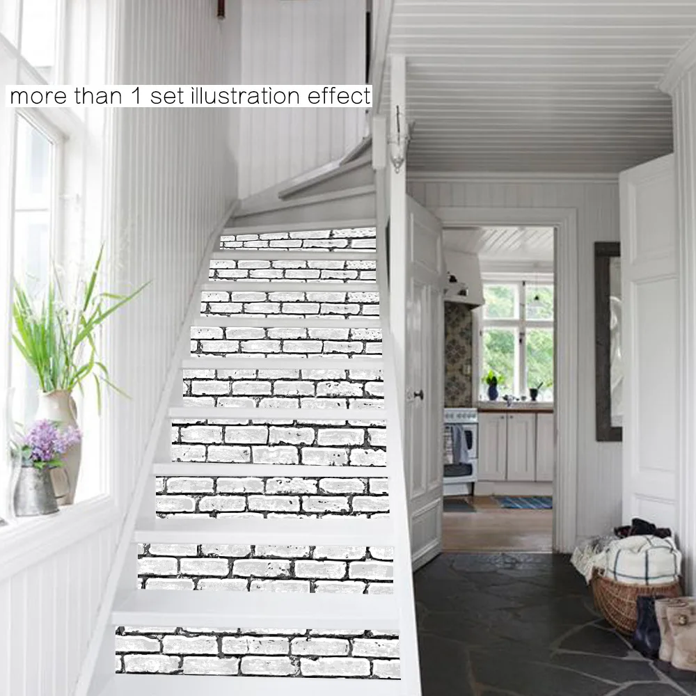Funlife белый кирпич пол стикер, 3D декоративные Лестницы настенные наклейки для домашнего декора, водонепроницаемый
