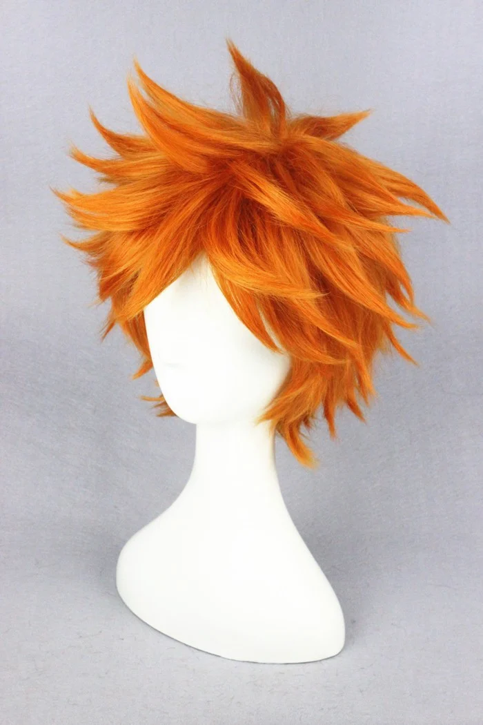 Haikyuu!! Hinata Syouyou Short Orange Fluffy Layered Cosplay Wigs Heat Resistant Synthetic Hair Anime Wig + Wig Cap anime dress