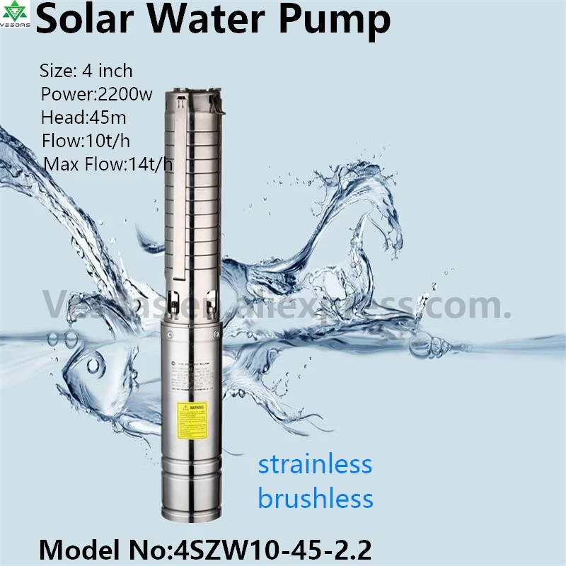 

4Inch 2200W AC220V DC300V with Permanent Magnet Synchronous Motor Flow 10T/H Head 45M for Farm Deep Well Solar Water Pump