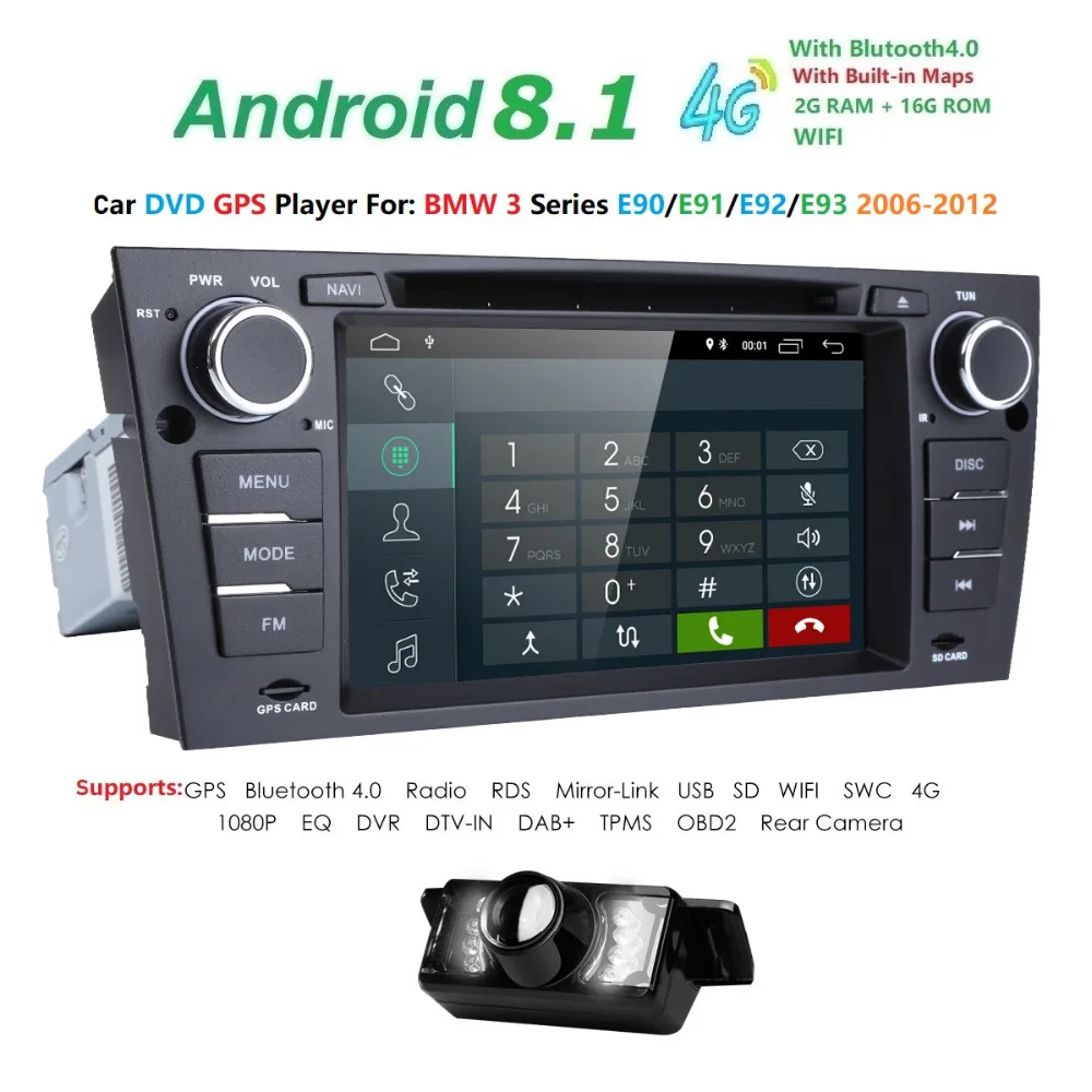 

1 din GPS Car Radio Android 8.1 Car DVD Player For BMW E90 E91 E92 E93(2006-2012) Multimedia GPS navigation 4G WIFI BT SWC RDS
