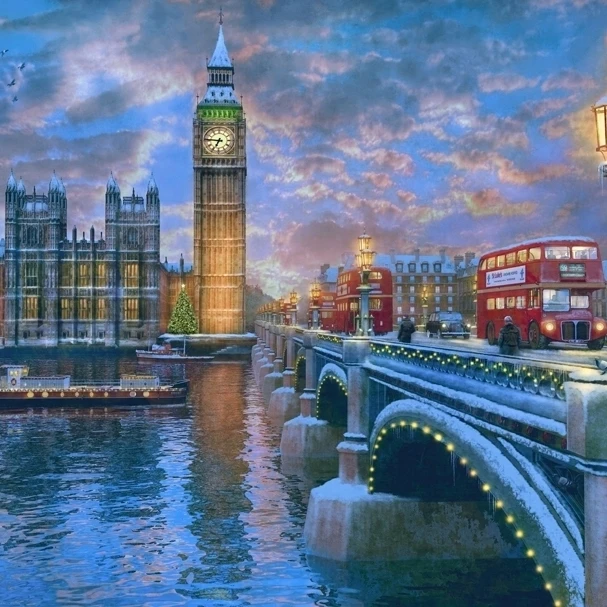 Westminster at Christmas (Variant 2) Poster Print by Dominic Davidson (36 x 24)