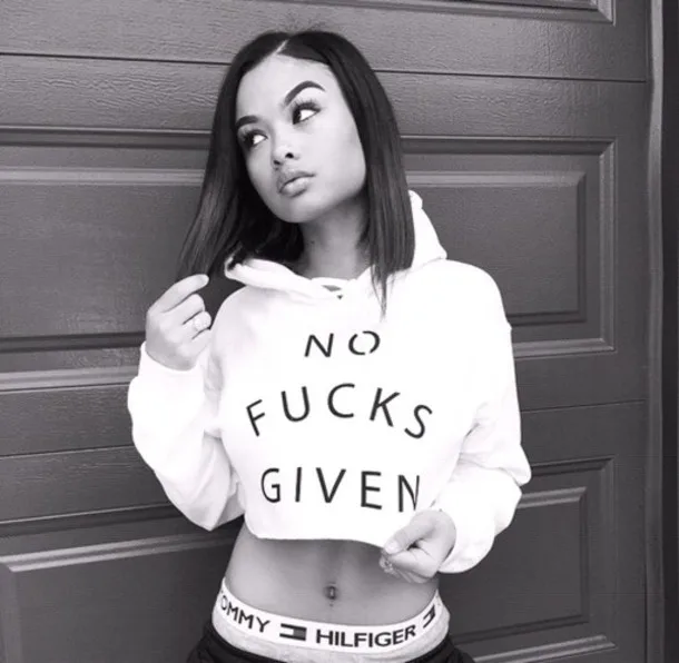  NO F*CKS GIVEN fashion women crop tops high quality women pullovers hoodie fashion girls jumper swe