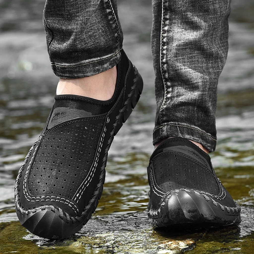 

Casual shoes men comfortable Men's Spring Summer Shoes Slip-On Breathable Sewing Line Casual Shoes Boat Shoes 2019#G4