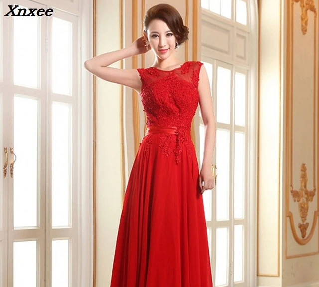 largo de con encaje para mujer, traje elegante con apliques de cuello redondo, color morado, rojo y rojo, para fiesta de y Noche de graduación, 2018 _ - AliExpress Mobile