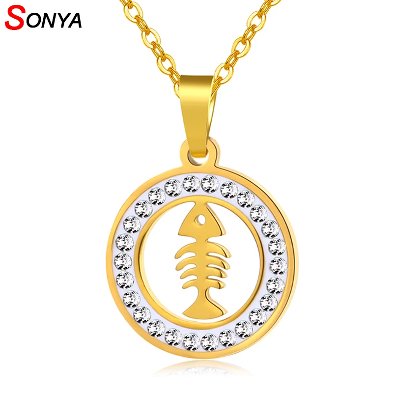 SONYA маленькая рыбка массивные ожерелья с кулоном для мам/женщин золотой цвет