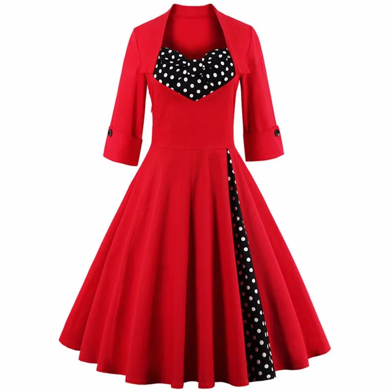 3XL 4XL 5XL размера плюс женская одежда Pin UP Vestidos Весна Осень Ретро Повседневные Вечерние платья рокабилли 50s 60s винтажные платья