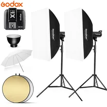 800Ws Godox SK400 II 2x 400Ws 220V Photo Studio Flash Lighting,Softbox,280cm Light Stand,soft umbrella,Flash built-in Receivers godox a45s photo studio electronic flashing light photo studio strobe light ac slave flash bulb for e27 220v