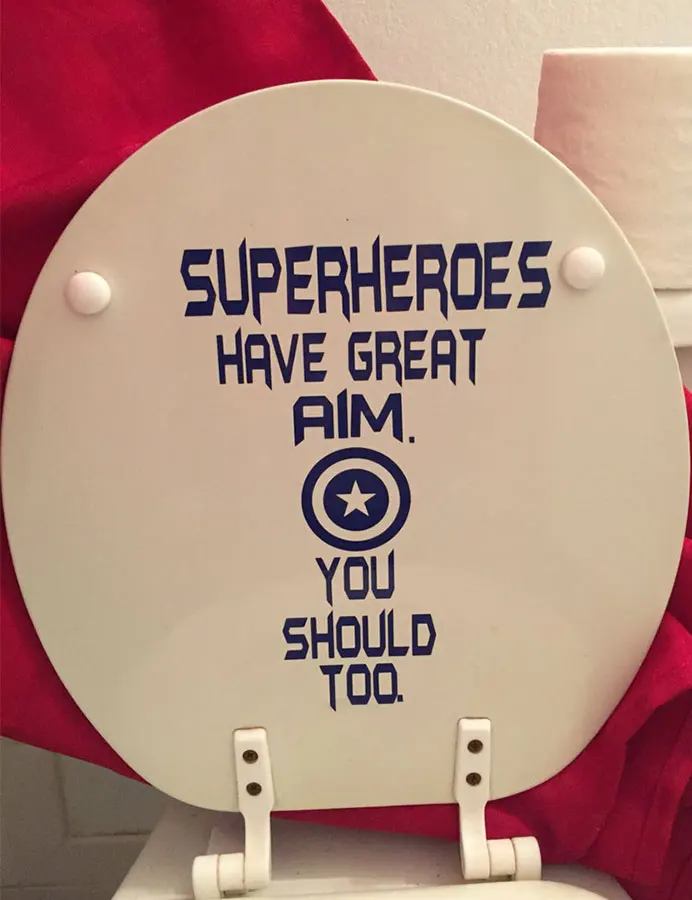 

Superheroes Has Great Aim You Should Too Quotes Toilet Decals Vinyl Art Home Decor Bathroom Sticker WC Waterproof Murals 3509