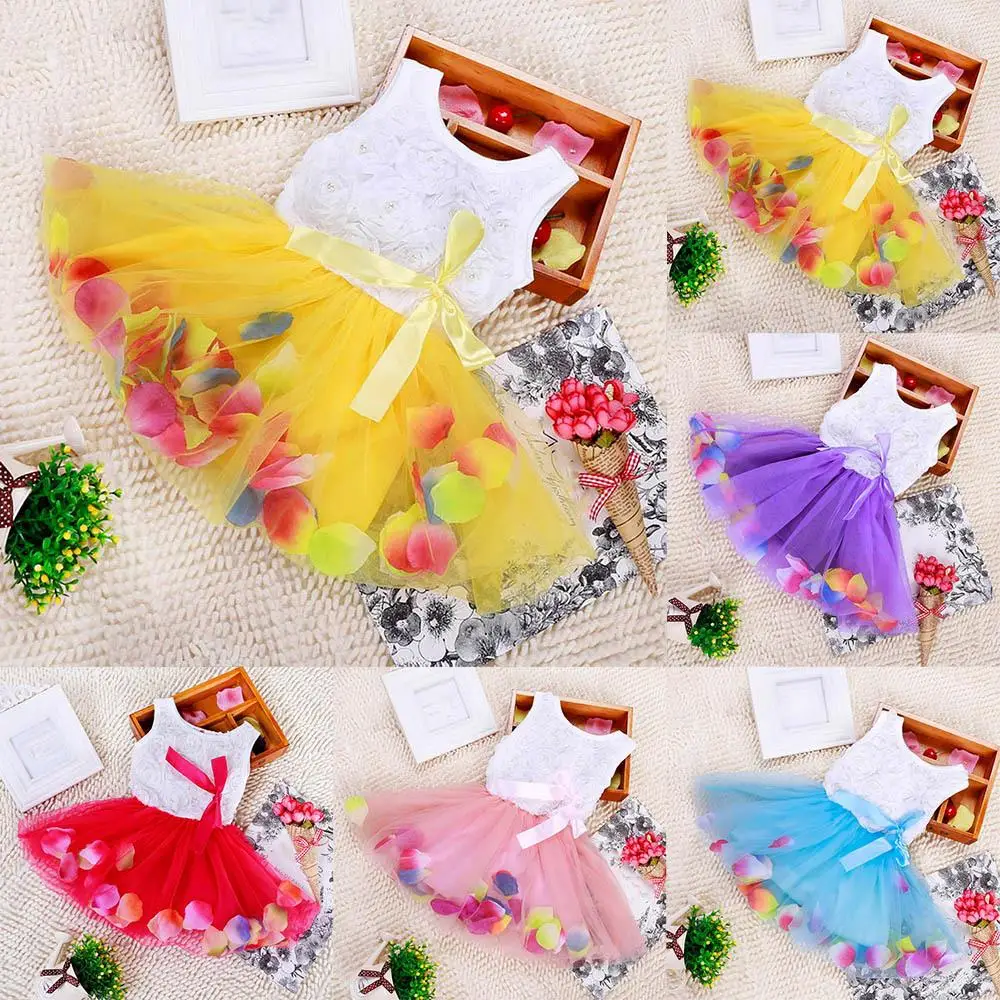 

Hot Kids Girls Sleeveless Princess Pageant Party Tutu Dresses Lace Bow Flower Tulle Dress New
