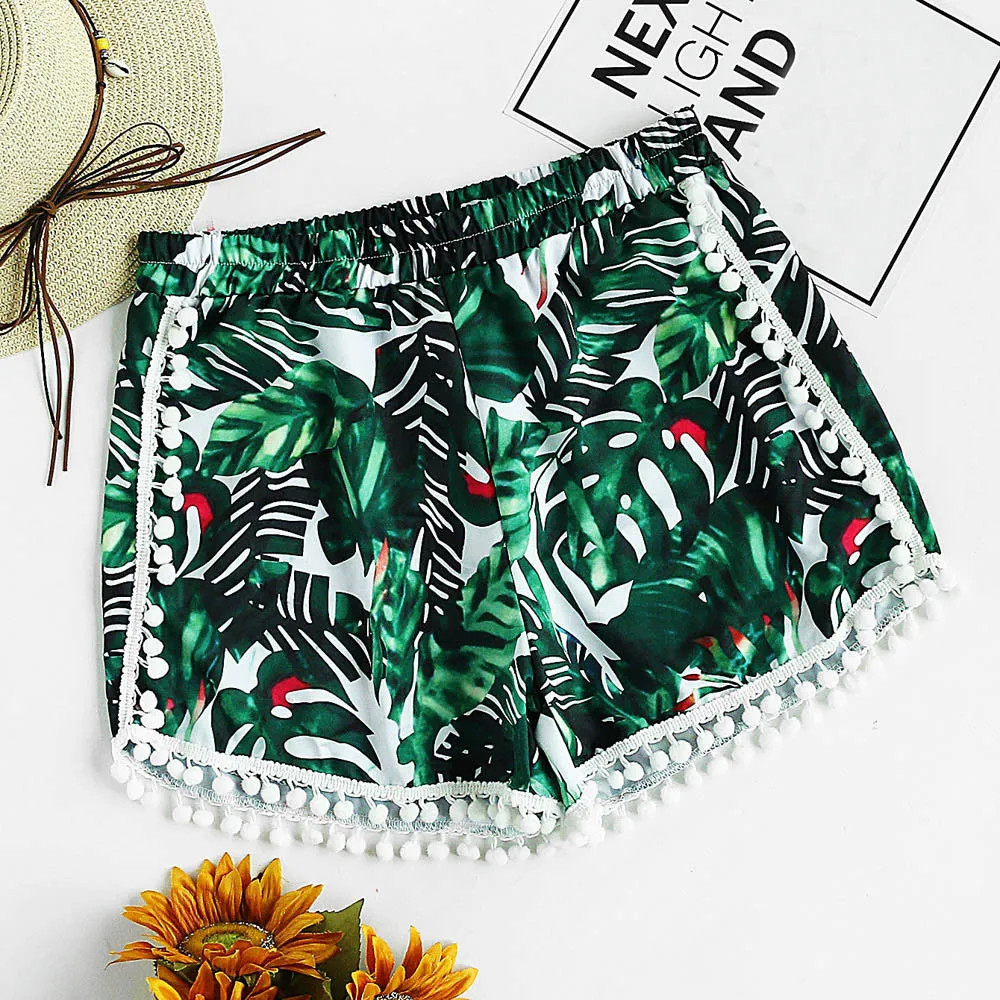 

shorts women high waist 2019 women shorts flora Pattern printing tassel womens panties Summer Casual fashion loose female#G6