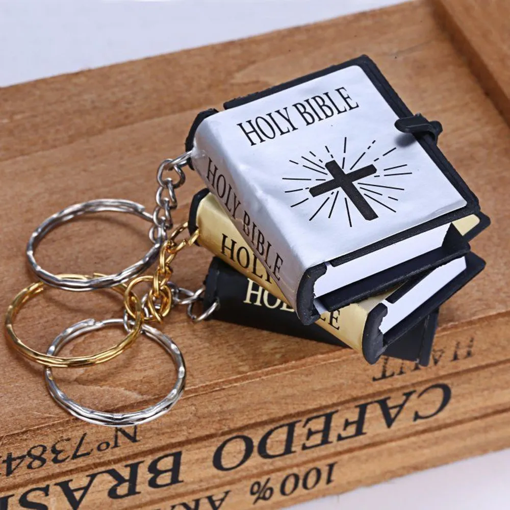 1Pcs New Mini Bible Keychain English HOLY BIBLE Religious Christian Jesus Gold Black Colors Wholesale