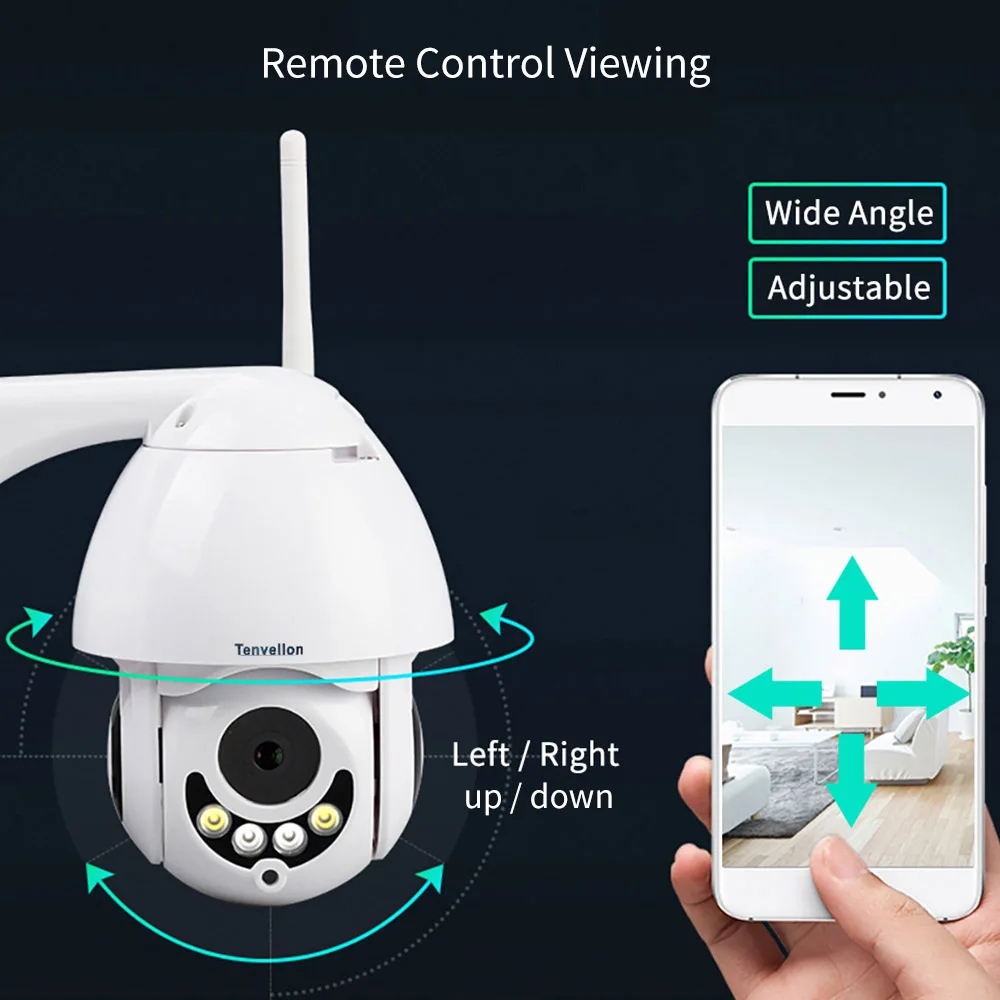 Tenvellon ip камера wifi 1080 P наружная Влагоустойчивая с позиционированием купольная