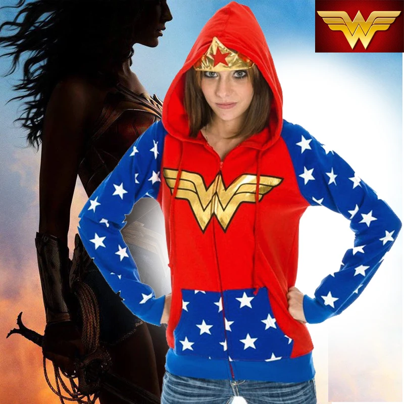 DC Wonder Woman фольга Корона Junior Толстовка Косплей Аниме S 2XL Новинка зипуп девушка