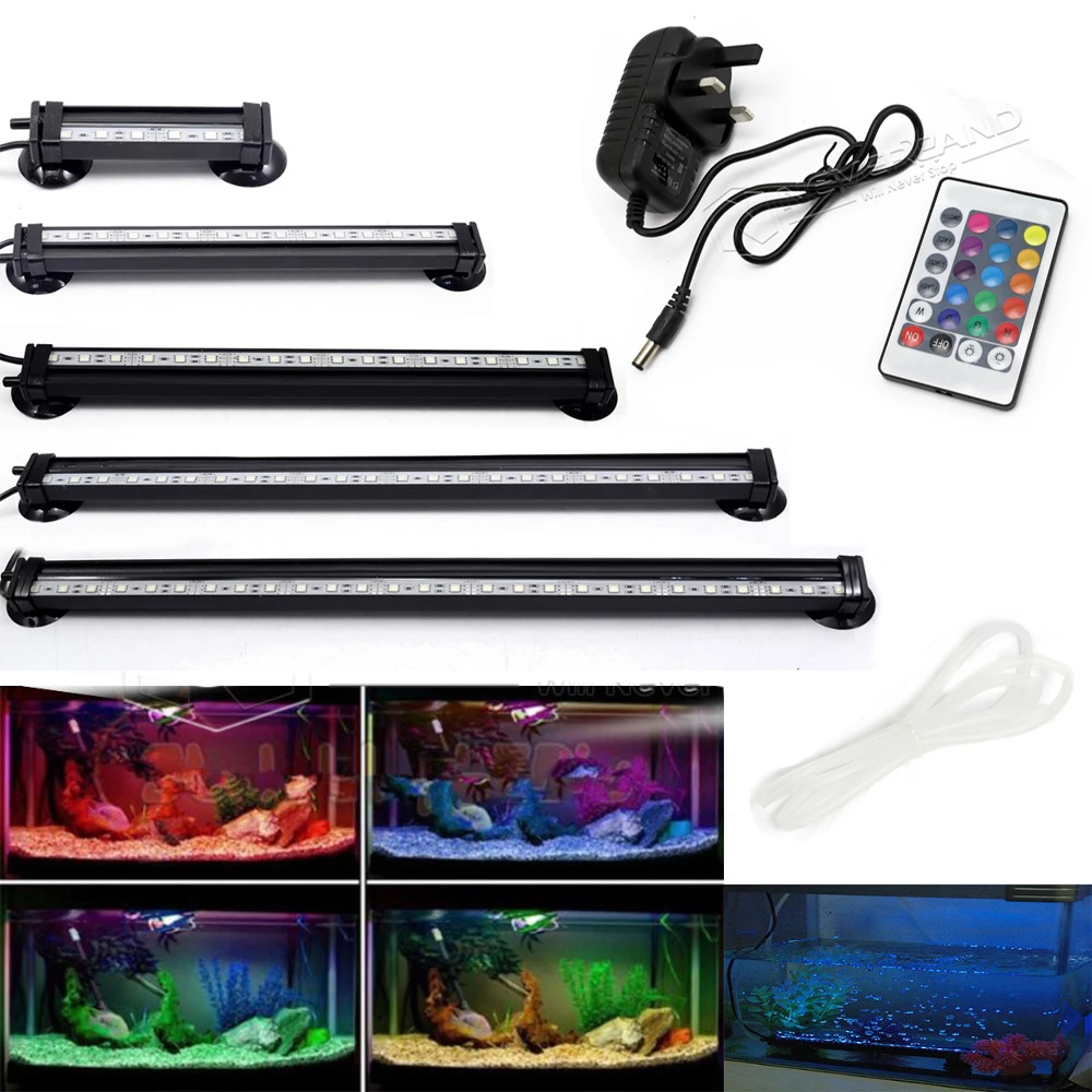 

UK US EU Plug Aquarium Lighting 5050 RGB LED Fish Tank Oxygenation Air Bubble Light Underwater Submersible Lamp Waterproof