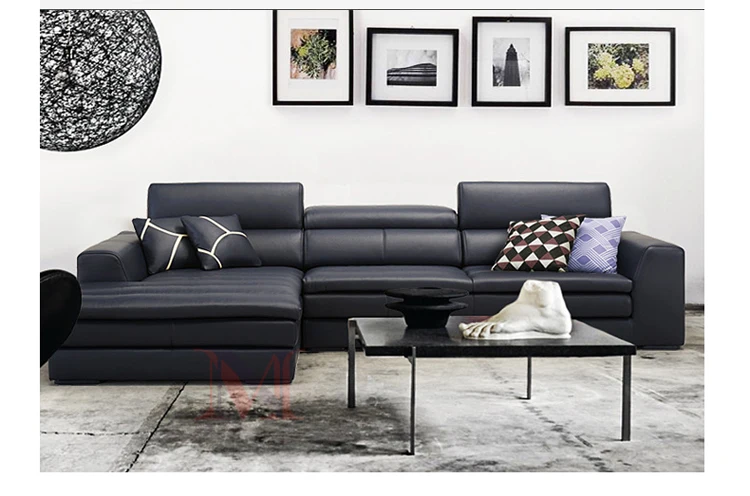 Диван из натуральной/натуральной кожи, секционный диван для гостиной, угловая мебель для дома, диван L формы, функциональная спинка, современный стиль