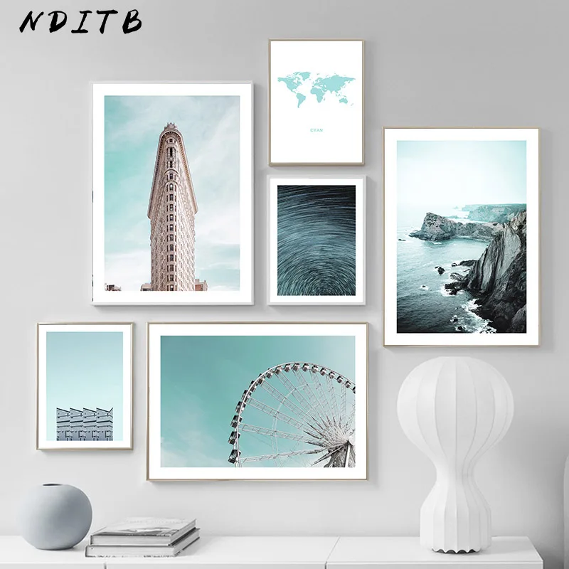 

Scandinavian Landscape Picture Architecture Building Poster Canvas Wall Art Print Painting Nordic Style Modern Room Decoration