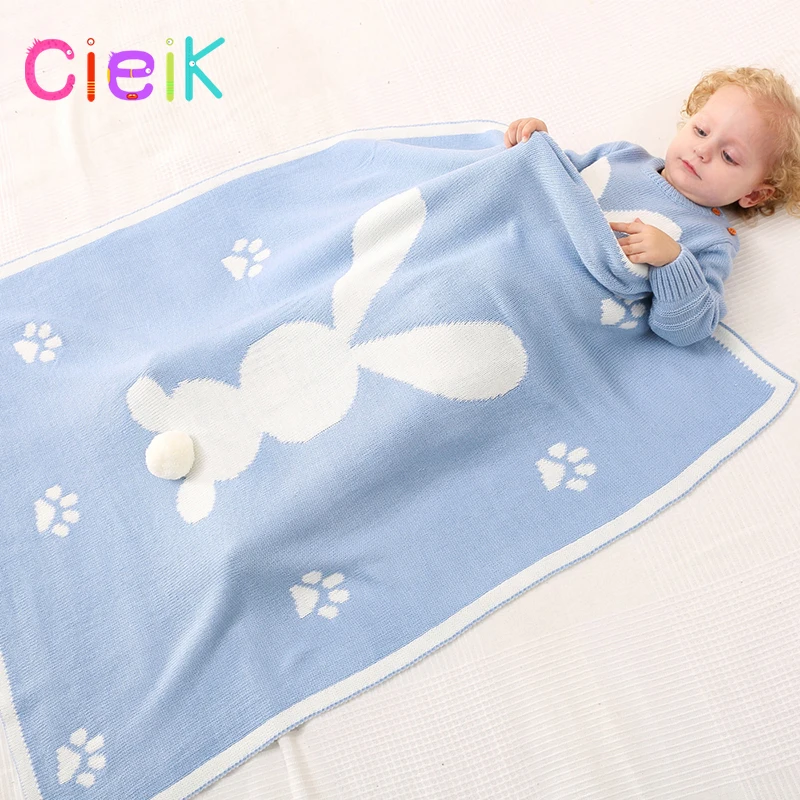 

CieiK Baby Blanket Animal Bunny Muslin Floral Swaddle Newborn Girl Boy Soft Wrap Kids Photo Playing Knitted Warm Children Towel