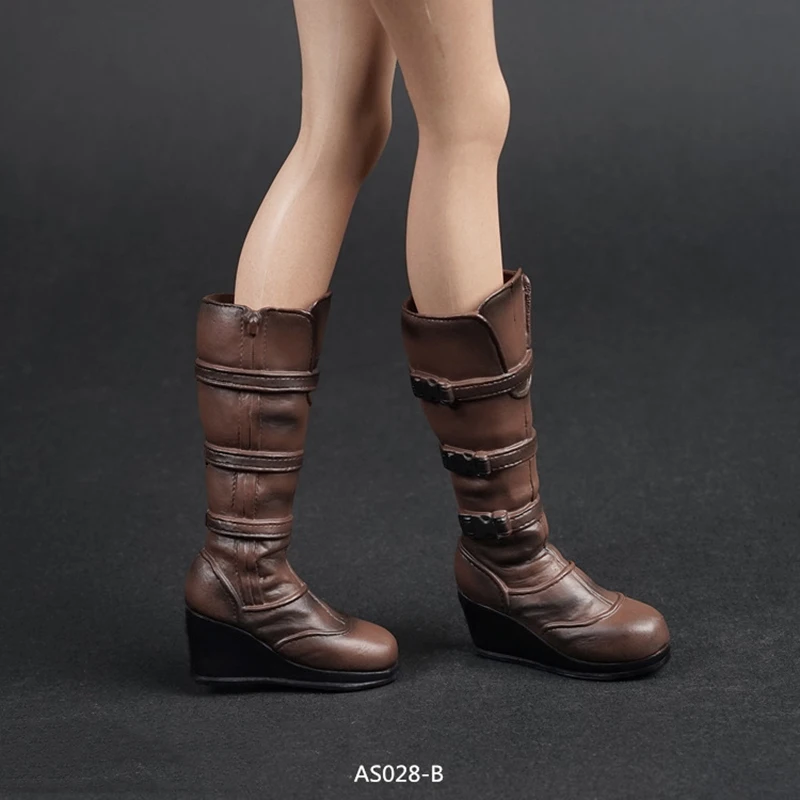 

1/6 AS028 Brown Middle Long Combat boots Shoes Models for 12 inches Removable Feet