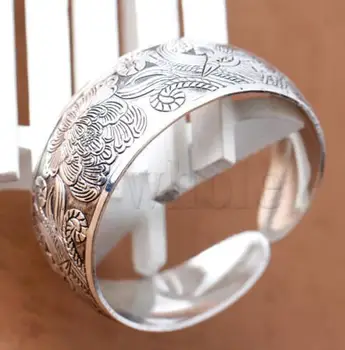 

Selling Jewelry>>> Alloy Tibet Silver Carved Fortune Phoenix Peony Woman s Cuff Bangle Bracelet DH