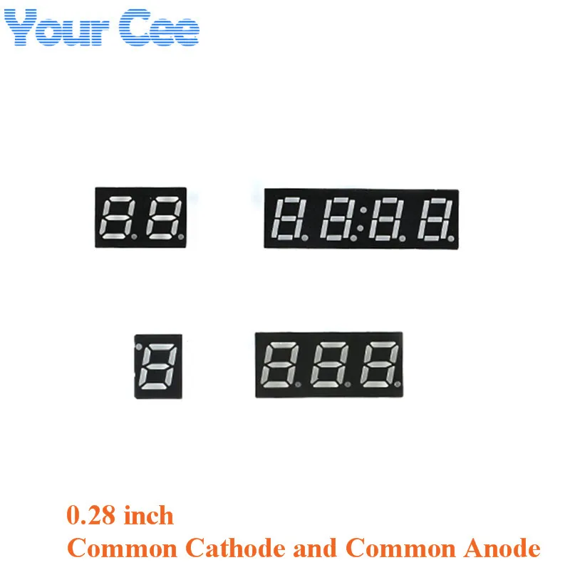 10 шт. 0,28 дюймов дисплей часы цифровой трубки общий катод общий анод модуль 0,28 "7 сегментный красный светодиодный DIY 1bit 2bit 3bit 4bit