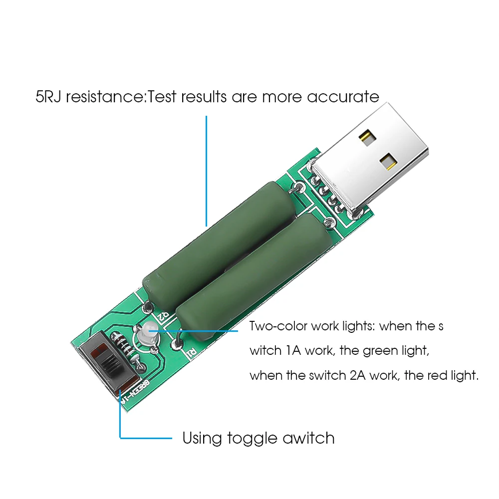 Kebidumei Мини Портативный USB разрядный интерфейс нагрузки резистор новейший переключатель 2A 1A с высоким качеством для оптовой продажи