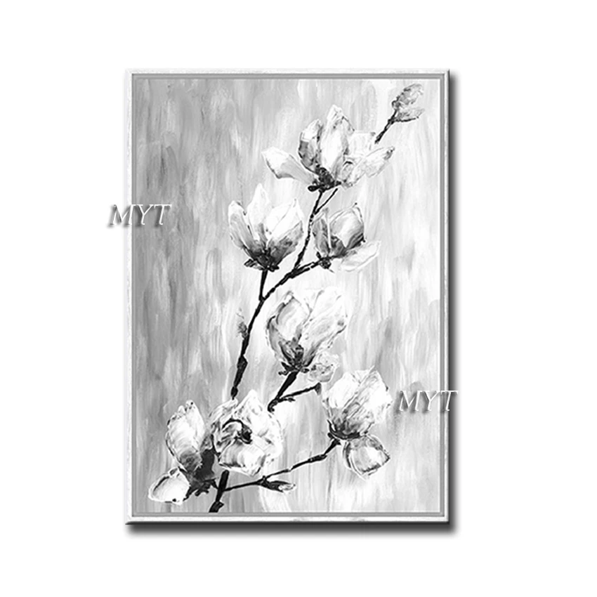 Hand-painted Abstract oil painting on Canvas wall art picture black and white orchids flower for living room Home decor unframed | Дом и сад