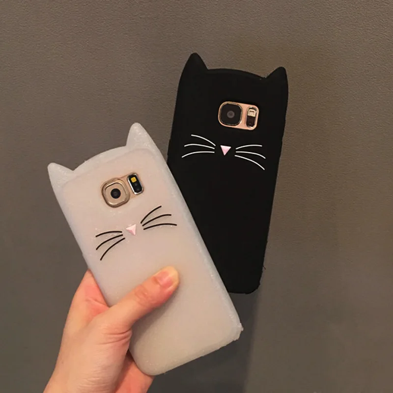 3D мультфильм борода cat Чехол для samsung Galaxy S3 S4 S5 S6 S7 край S8 S9 плюс A3 A5 A7 2016 2017