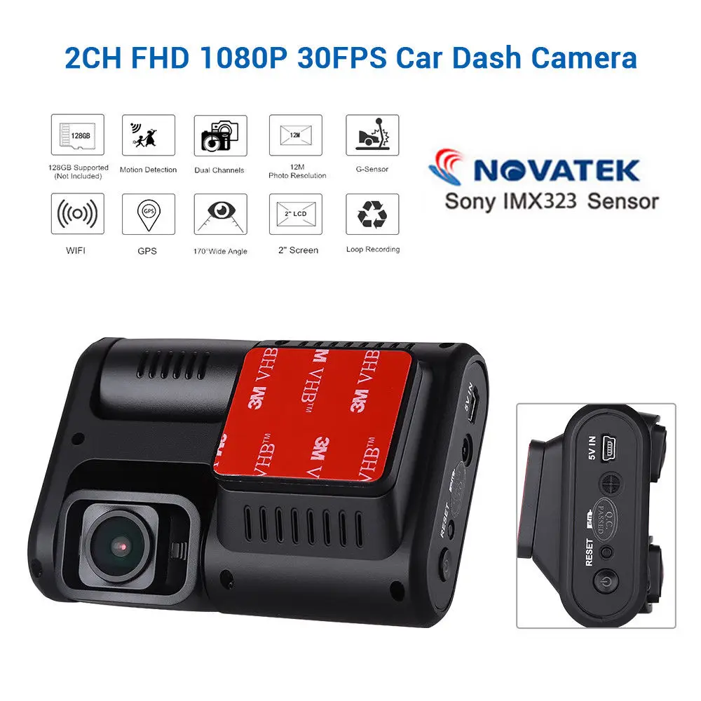 Blueskysea sony IMX323 Novatek 96663 Full HD 1080 P два видеорегистратора двухканальный 30FPS WiFi gps видео