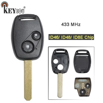 

KEYECU 433MHz ID46/ ID48/ ID8E Chip Replacement 2 Button Remote Key Fob for Honda Accord CR-V Jazz FR-V Civic Stream HR-V