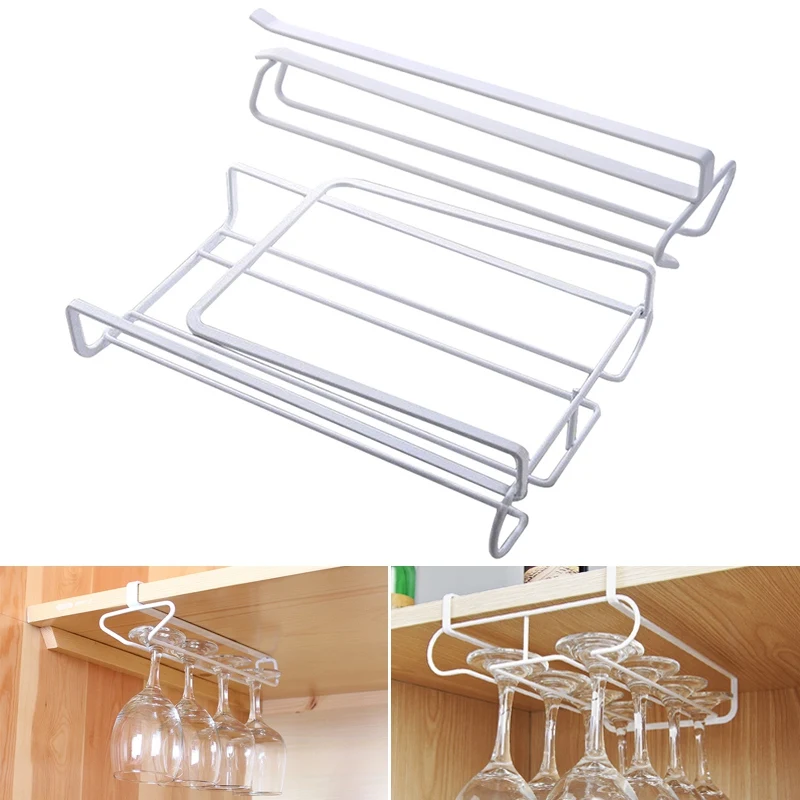 

1 Pcs Iron Wineglass Storage Rack Glass Cup Storage Holder Under Cabinet Wall Racks Hanging Wine Glass Storage Cup Drying Holder