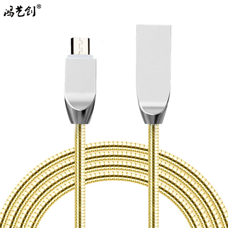 

New Style High-Grade Don't Knot Square Metal Hose Data Cable 2A USB Mobile Phone Charging Cable For Huawei Xiaomi Samsung