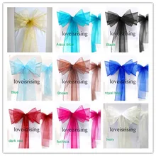 20 цветов, которые вы выбираете-50 шт./партия "(20 см) W x 108"(275 см) L прозрачные вырезки из органзы, свадебное банкетное кресло органза с бантом