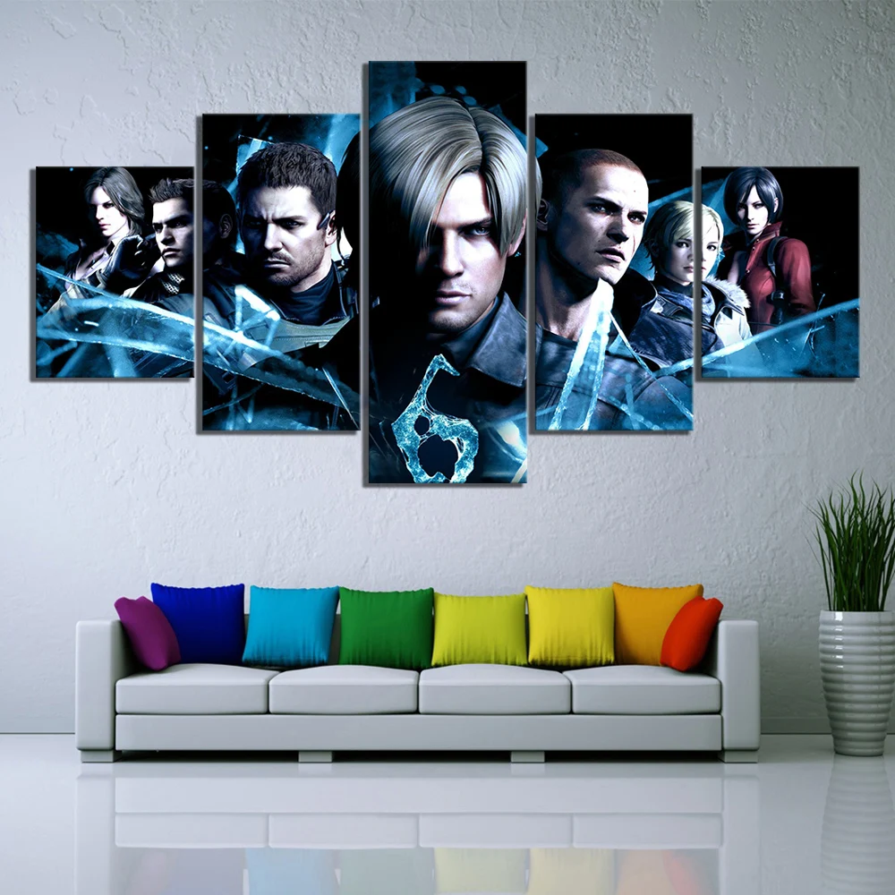 

Resident Evil 6 Game HD Print Wall Art Canvas Art For Living Painting Wall Art Modern Home Decor 5 Piece Home Painting Artwork