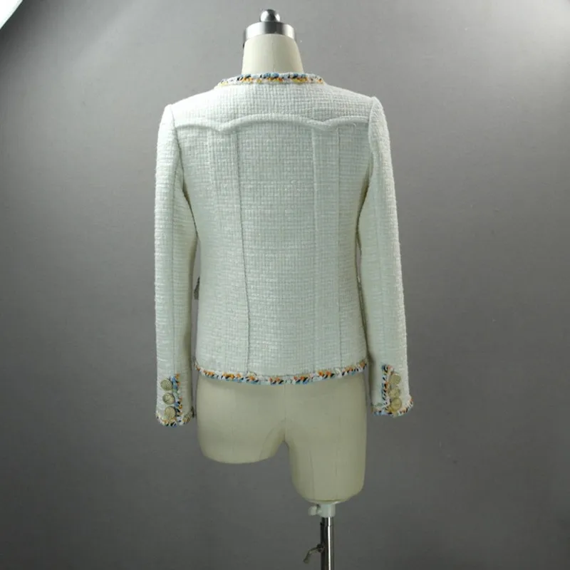 Office Sergé Spliced Femmes Manteau Lady Outwear Automne Fit Nouveau Slim Élégant Luxe Vestes Pic As Piste Court Veste 2018 Tweed De Style xOwH0