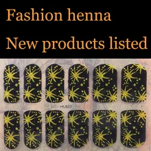 Sex products Gold henna Nail Art Water Transfer Stickers Mixed Designs Watermark nails tips Decals Wraps Nail Art Tools