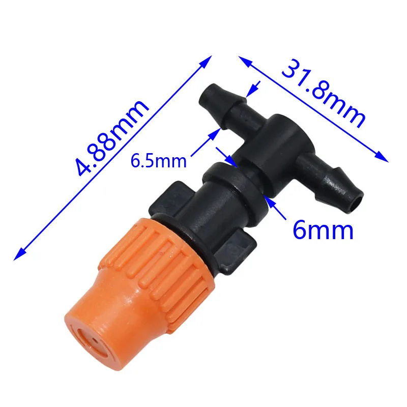 Black HanYoer Drip Irrigation kit Spray Nozzle with Three T Joint to irrigate Lawn Plant Flower Spray Device Cooling system/50 Pairs 