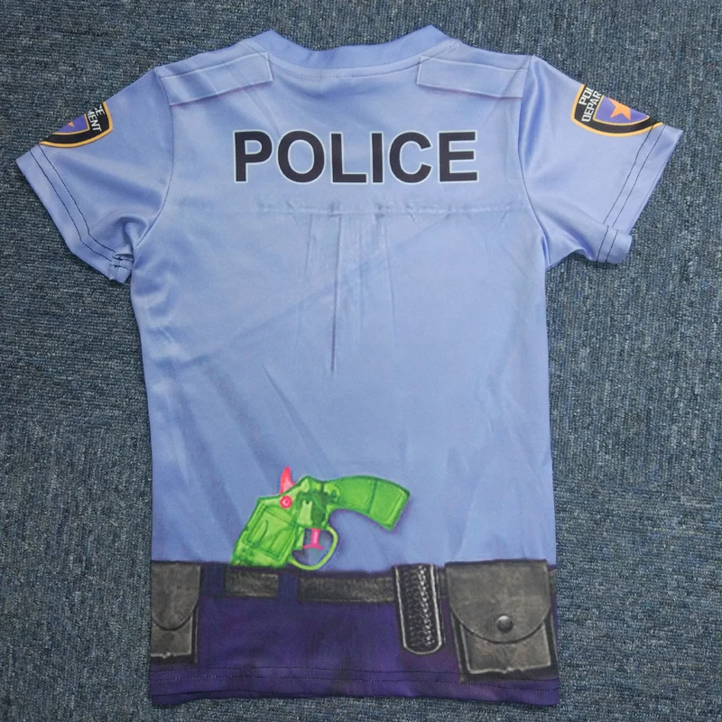 Г. Детские футболки смешного дизайна с 3D рисунком для мальчиков; креативные топы для костюмированной вечеринки в стиле полиции; футболки От 2 до 10 лет детей; повседневная одежда с короткими рукавами для малышей