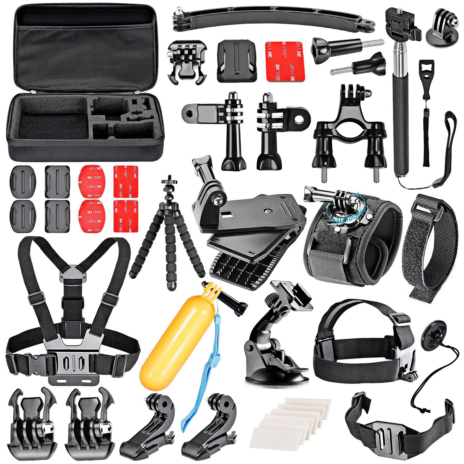

50-In-1 Sport Accessory Kit for GoPro Hero4 Session Hero1 2 3 3+ 4 SJ4000 For Xiaomi Yi in Rowing Diving and Other