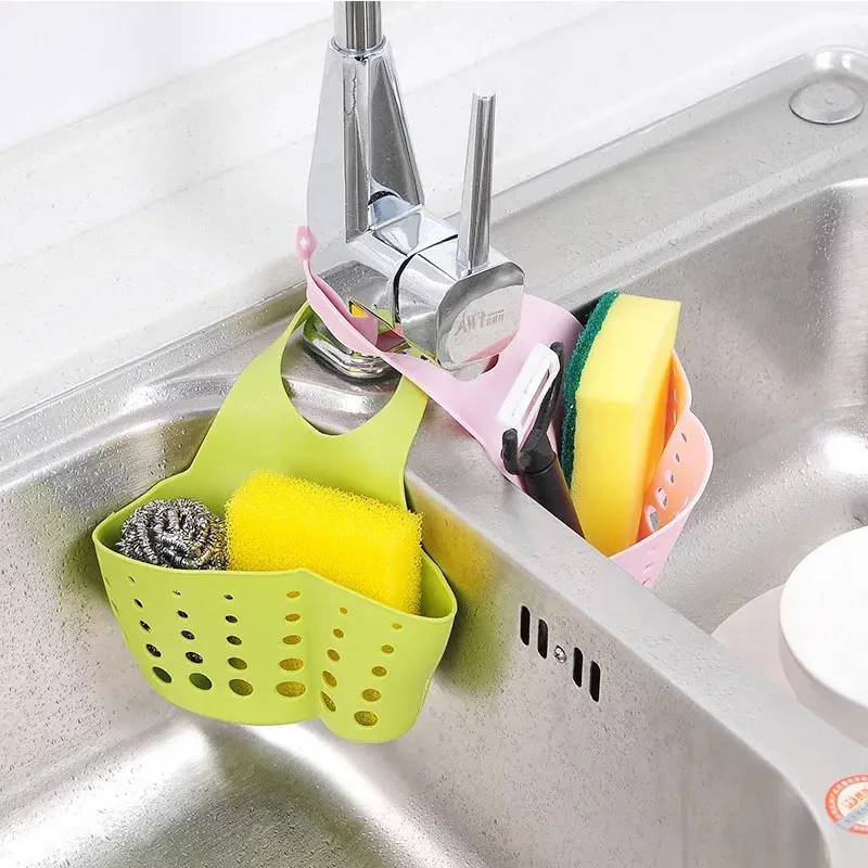

Kitchen Thick Double Sink Hanging Bag Sink Plastic Drain Basket Storage Hanging Basket Bathroom Storage Rack Drain Rack