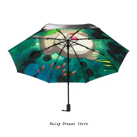 Totoro-1 Аниме Ghibli Тоторо зонтик черное покрытие УФ зонтик для женщин Plegable Paraguas Mujer Parapluie Guarda Chuva Totoro - Цвет: Totoro-1