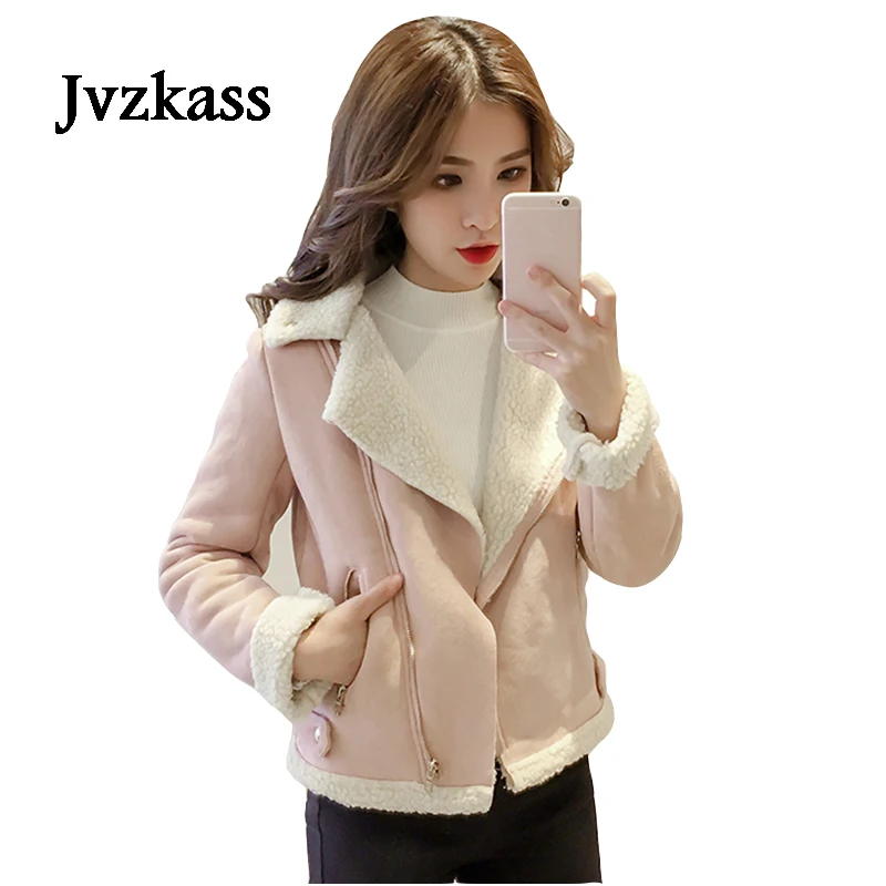 Jvzkass новая осенняя и зимняя куртка из оленьей кожи, женская одежда, новая Студенческая короткая куртка из овечьей шерсти Z260